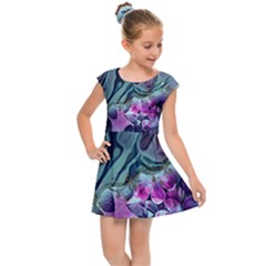 Decorative Floral Design Kids  Cap Sleeve Dress by FantasyWorld7