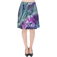 Decorative Floral Design Velvet High Waist Skirt by FantasyWorld7