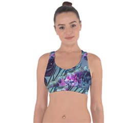 Decorative Floral Design Cross String Back Sports Bra by FantasyWorld7