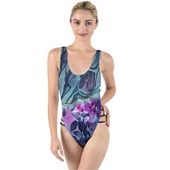 Decorative Floral Design High Leg Strappy Swimsuit by FantasyWorld7