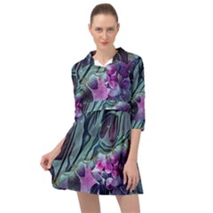 Decorative Floral Design Mini Skater Shirt Dress