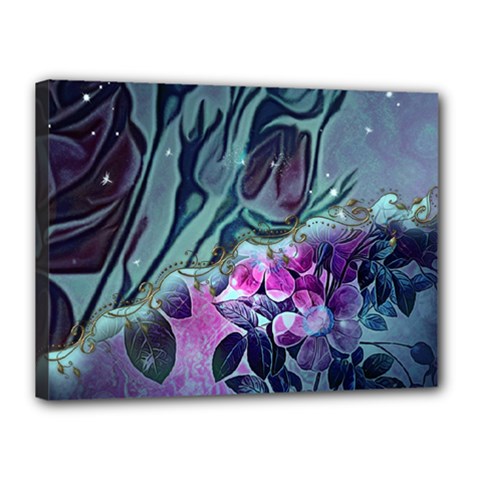 Decorative Floral Design Canvas 16  X 12  (stretched) by FantasyWorld7