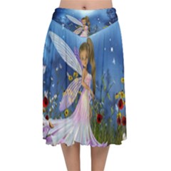 Little Fairy In The Night Velvet Flared Midi Skirt by FantasyWorld7