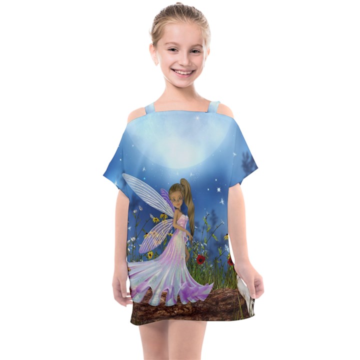 Little Fairy In The Night Kids  One Piece Chiffon Dress