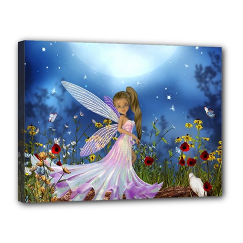 Little Fairy In The Night Canvas 16  X 12  (stretched) by FantasyWorld7