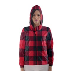 Canadian Lumberjack Red And Black Plaid Canada Women s Hooded Windbreaker by snek