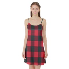 Canadian Lumberjack Red And Black Plaid Canada Satin Night Slip by snek