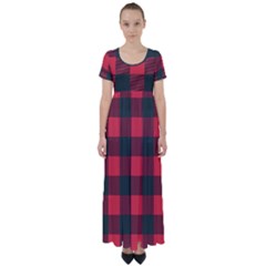 Canadian Lumberjack Red And Black Plaid Canada High Waist Short Sleeve Maxi Dress by snek