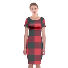 Canadian Lumberjack Red And Black Plaid Canada Classic Short Sleeve Midi Dress by snek