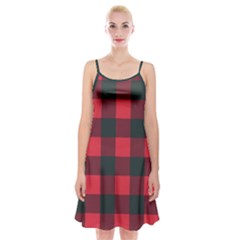 Canadian Lumberjack Red And Black Plaid Canada Spaghetti Strap Velvet Dress by snek