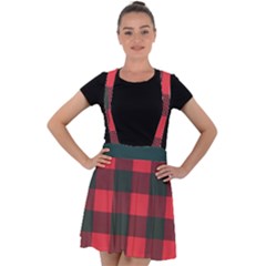 Canadian Lumberjack Red And Black Plaid Canada Velvet Suspender Skater Skirt by snek