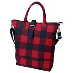 Canadian Lumberjack Red And Black Plaid Canada Buckle Top Tote Bag by snek