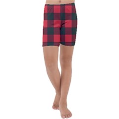 Canadian Lumberjack Red And Black Plaid Canada Kids  Lightweight Velour Capri Yoga Leggings by snek