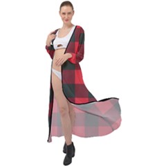 Canadian Lumberjack Red And Black Plaid Canada Maxi Chiffon Beach Wrap by snek