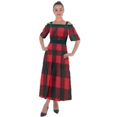 Canadian Lumberjack Red And Black Plaid Canada Shoulder Straps Boho Maxi Dress  by snek