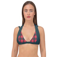 Canadian Lumberjack Red And Black Plaid Canada Double Strap Halter Bikini Top by snek