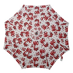 Christmas Watercolor Hohoho Red Handdrawn Holiday Organic And Naive Pattern Hook Handle Umbrellas (medium) by genx