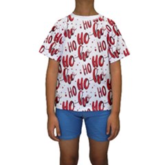 Christmas Watercolor Hohoho Red Handdrawn Holiday Organic And Naive Pattern Kids  Short Sleeve Swimwear by genx