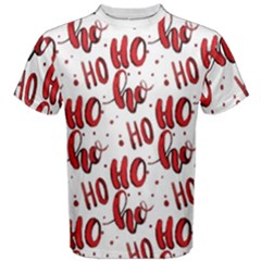 Christmas Watercolor Hohoho Red Handdrawn Holiday Organic And Naive Pattern Men s Cotton Tee by genx