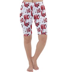 Christmas Watercolor Hohoho Red Handdrawn Holiday Organic And Naive Pattern Cropped Leggings  by genx