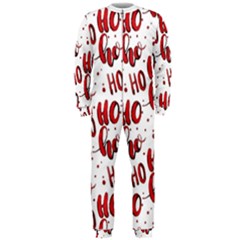 Christmas Watercolor Hohoho Red Handdrawn Holiday Organic And Naive Pattern Onepiece Jumpsuit (men)  by genx