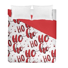 Christmas Watercolor Hohoho Red Handdrawn Holiday Organic And Naive Pattern Duvet Cover Double Side (full/ Double Size) by genx