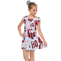 Christmas Watercolor Hohoho Red Handdrawn Holiday Organic And Naive Pattern Kids  Cap Sleeve Dress by genx