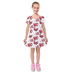 Christmas Watercolor Hohoho Red Handdrawn Holiday Organic And Naive Pattern Kids  Short Sleeve Velvet Dress by genx