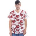 Christmas Watercolor hohoho red handdrawn holiday organic and naive pattern Men s V-Neck Scrub Top View1