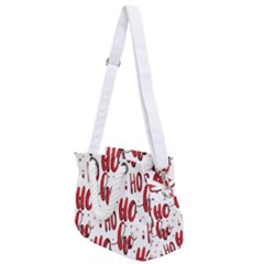 Christmas Watercolor Hohoho Red Handdrawn Holiday Organic And Naive Pattern Rope Handles Shoulder Strap Bag by genx