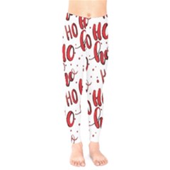 Christmas Watercolor Hohoho Red Handdrawn Holiday Organic And Naive Pattern Kids  Leggings by genx