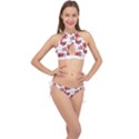 Christmas Watercolor hohoho red handdrawn holiday organic and naive pattern Cross Front Halter Bikini Set View1