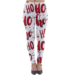 Christmas Watercolor Hohoho Red Handdrawn Holiday Organic And Naive Pattern Lightweight Velour Leggings by genx