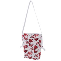 Christmas Watercolor Hohoho Red Handdrawn Holiday Organic And Naive Pattern Folding Shoulder Bag by genx