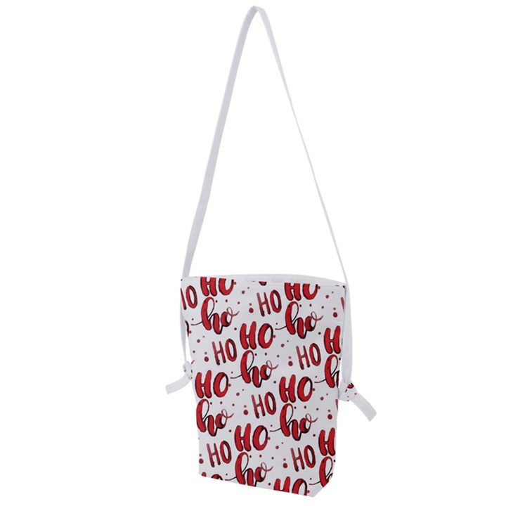 Christmas Watercolor hohoho red handdrawn holiday organic and naive pattern Folding Shoulder Bag