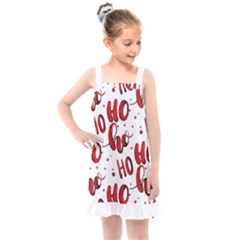 Christmas Watercolor Hohoho Red Handdrawn Holiday Organic And Naive Pattern Kids  Overall Dress by genx