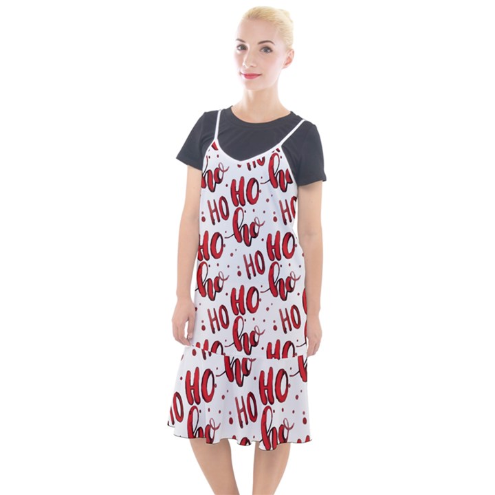 Christmas Watercolor hohoho red handdrawn holiday organic and naive pattern Camis Fishtail Dress