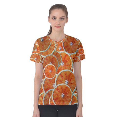 Oranges Background Texture Pattern Women s Cotton Tee by HermanTelo