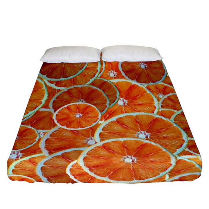 Oranges Background Texture Pattern Fitted Sheet (California King Size)