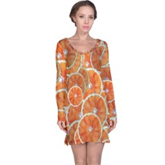 Oranges Background Texture Pattern Long Sleeve Nightdress