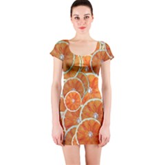 Oranges Background Texture Pattern Short Sleeve Bodycon Dress