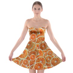 Oranges Background Texture Pattern Strapless Bra Top Dress