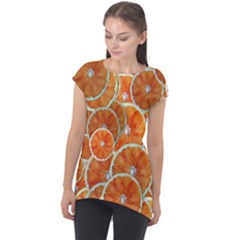 Oranges Background Texture Pattern Cap Sleeve High Low Top