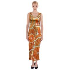 Oranges Background Texture Pattern Fitted Maxi Dress