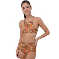 Oranges Background Texture Pattern High Waist Tankini Set