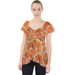 Oranges Background Texture Pattern Lace Front Dolly Top