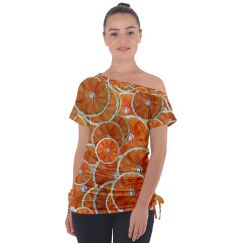 Oranges Background Texture Pattern Tie-up Tee by HermanTelo