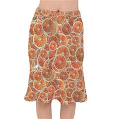 Oranges Background Texture Pattern Short Mermaid Skirt by HermanTelo