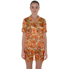 Oranges Background Texture Pattern Satin Short Sleeve Pyjamas Set