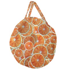 Oranges Background Texture Pattern Giant Round Zipper Tote by HermanTelo